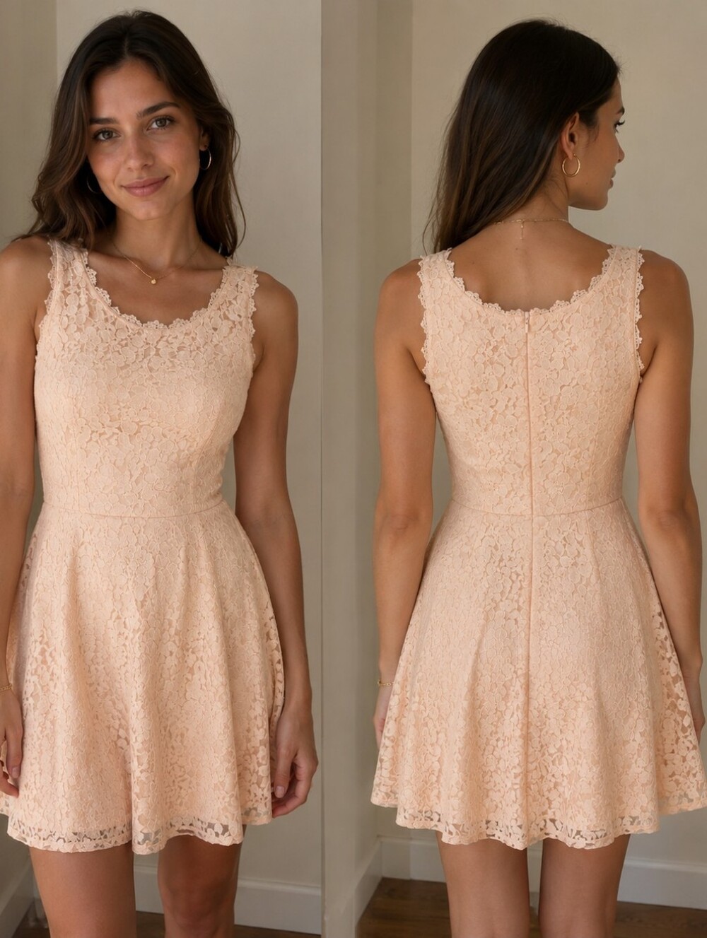 AUW Peach lace Juniors XL dress